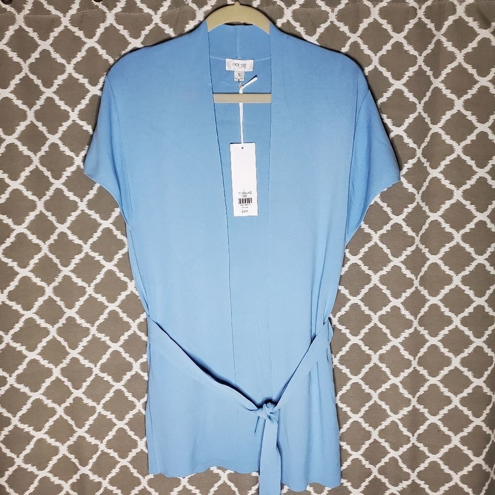 New Per Se By Carlisle Blue Wedgewood Wrap Sweater Cardigan S